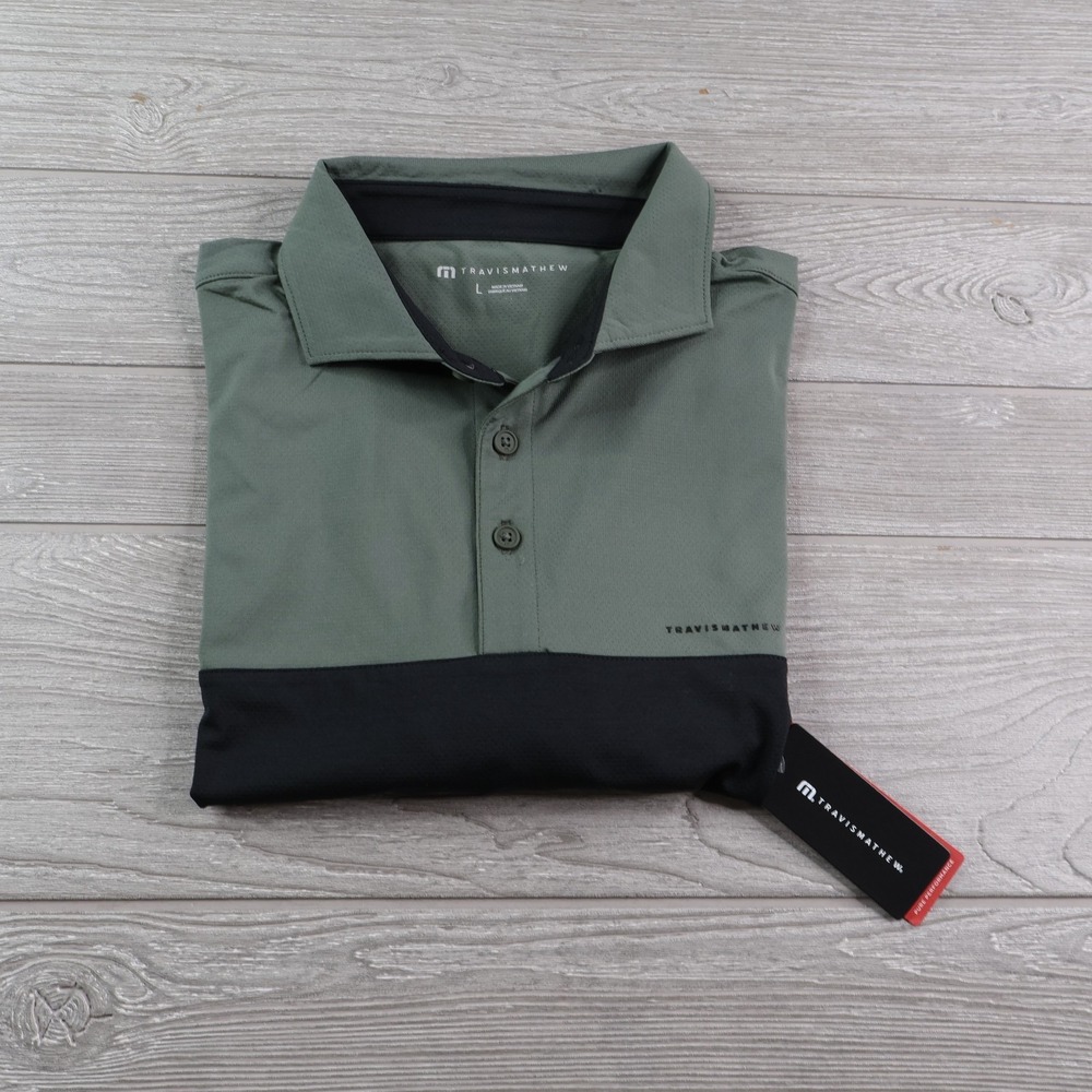 NEW Travis Mathew Heater Pro Polo Golf Shirt Men's Large Gray Black NWT